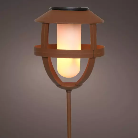 Borne de jardin à LED solaire Effet flamme - Rouille 2