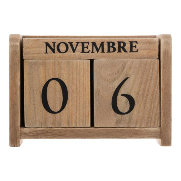 Eeuwigdurende kalender hout  colonial (in het frans) Naturel 2