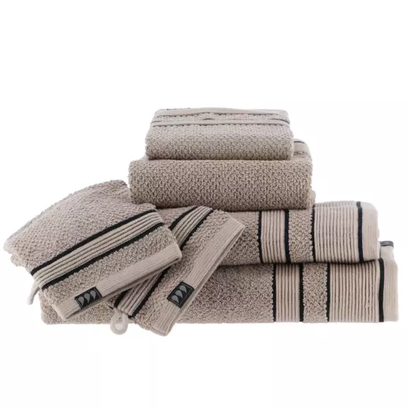 Handtuch (30 x 50 cm) Black Line Taupe / Schwarz 2