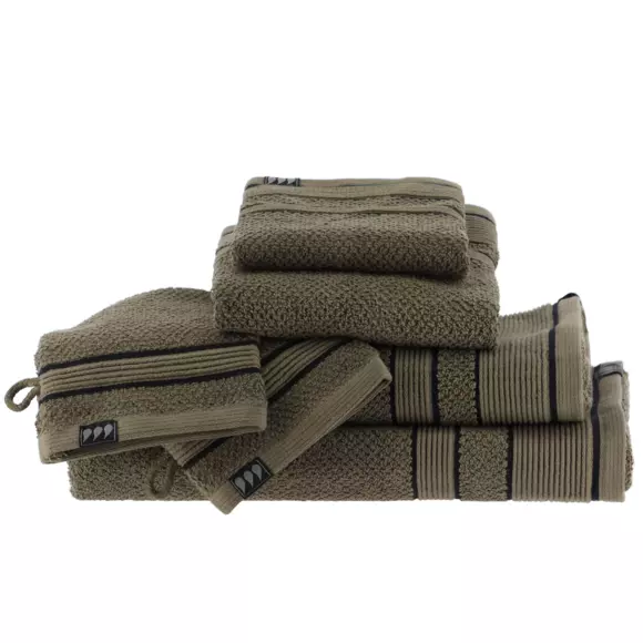 Handtuch (30 x 50 cm) Black Line Khaki / Schwarz 2