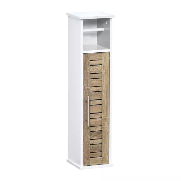 Toilettenpapierhalter mit Schrank Stockholm Weiß/Naturfarben 2