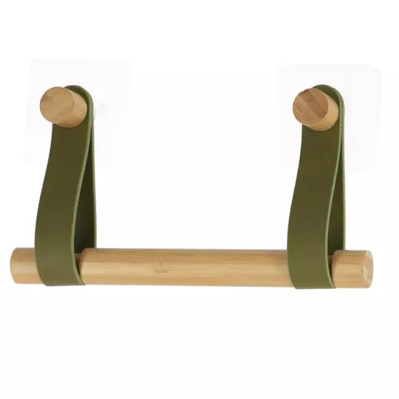 Zelfklevende toiletpapierhouder easy Chic kunstleer Kaki