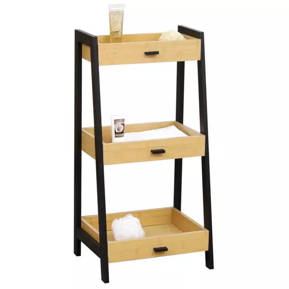 Mueble 3 estantes Cebu Negro/Madera 2