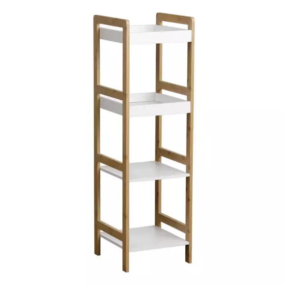 Meuble 4 étagères Bambou Blanc 2