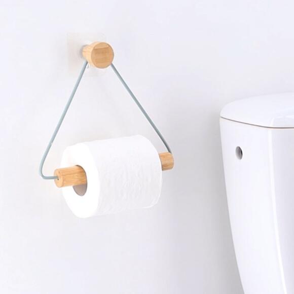 Dérouleur de papier toilette adhésif métal et bambou Easy Chic Noir 2