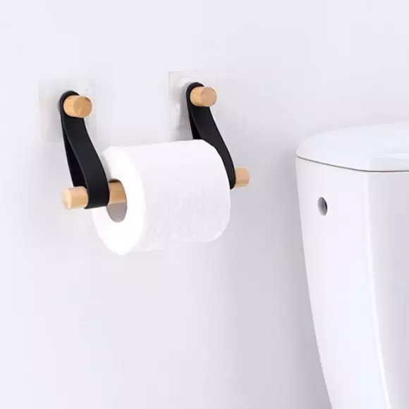 Dérouleur de papier toilette adhésif easy Chic simili cuir Blanc 2