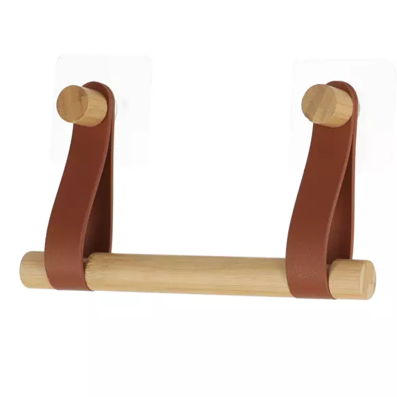 Dérouleur de papier toilette adhésif easy Chic simili cuir Caramel 2