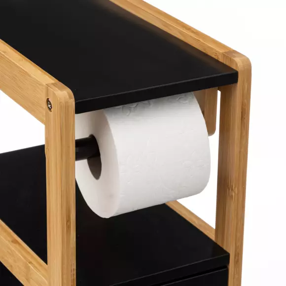 Porta papel de baño y dispensador Natureo Negro