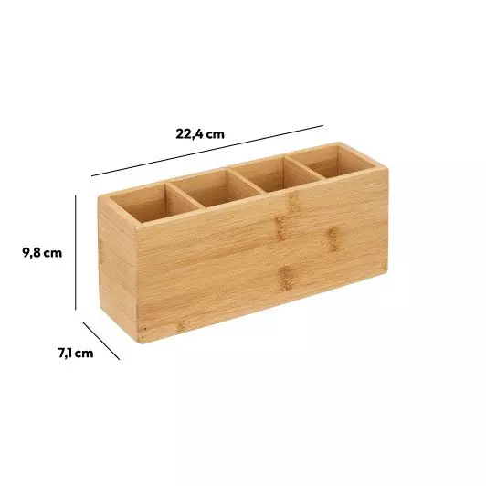 Organizador maquillaje con 4 compartimentos en Bambú 3