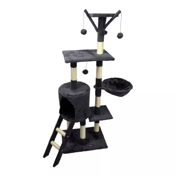 Árbol para gatos con 4 plataformas y 4 juguetes H138 cm Antracita	 2