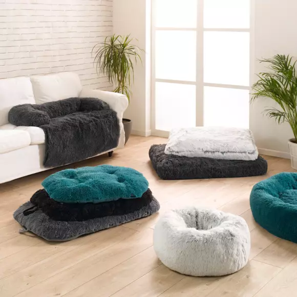 Matelas flocon réversible pour chat et chien Fluffy L77 cm Bleu pétrole 2