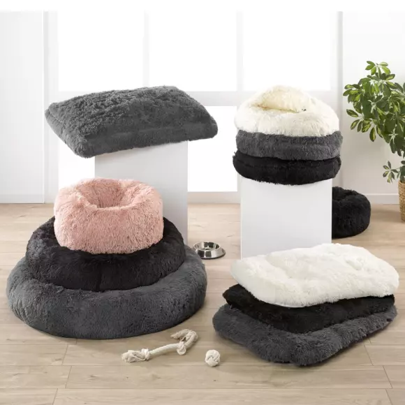 Vlok matras omkeerbaar (hond & kat) Fluffy L87 cm Zwart 2