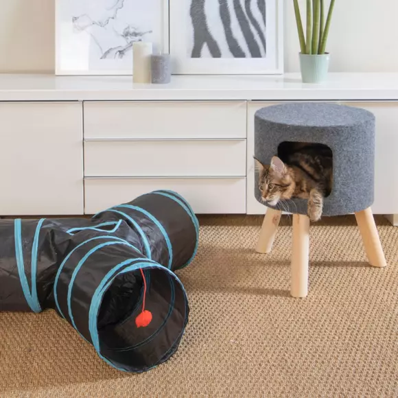 Niche tabouret d'intérieur pour chat Design D36 cm Gris 2