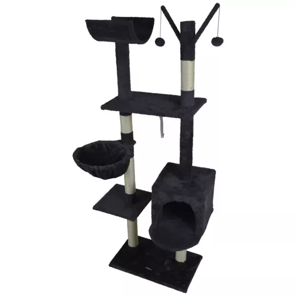 Árbol para gatos con 4 plataformas y juguetes H160 cm Antracita	 2