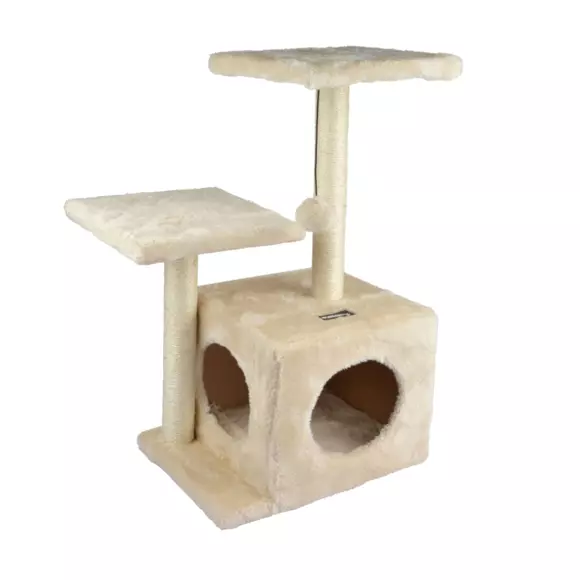 Arbre à chat avec jouet et niche Ecru 3