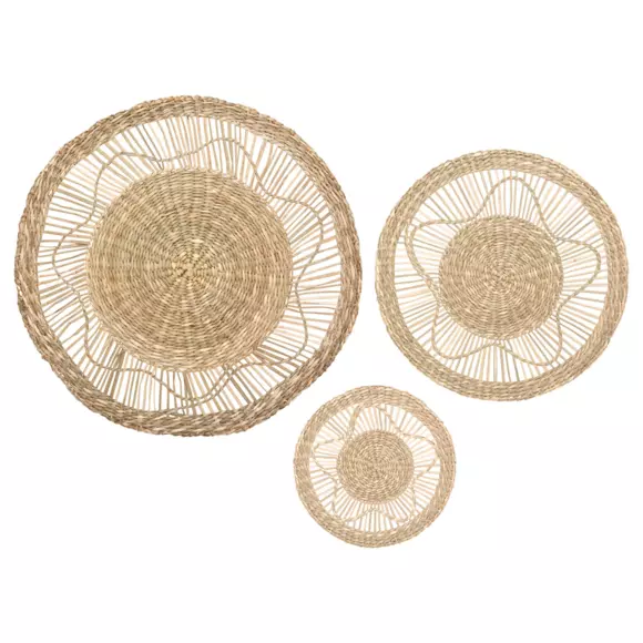 Set van 3 decoratieve wanddecoraties Seagrass Beige 2