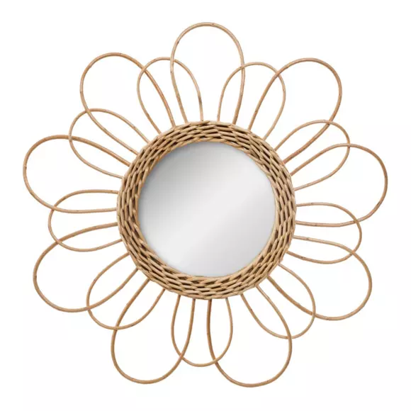 Miroir Fleur Rotin Beige 2