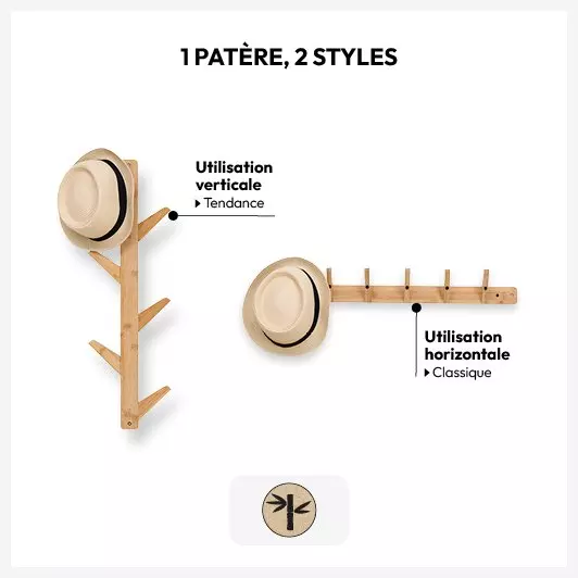 Hakenleiste 6 Haken aus Bambus Naturfarben 2