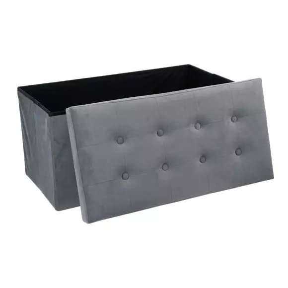 Pouf de rangement double Lysandre Velours Gris 2