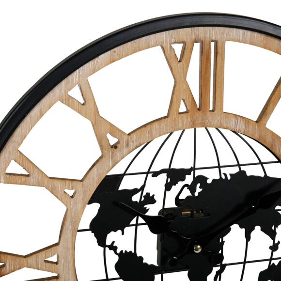 Reloj Mundial Negro y Madera 2