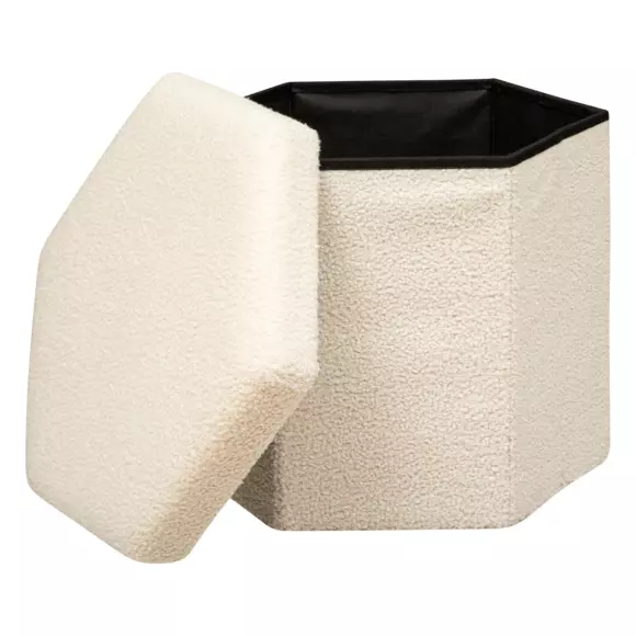 Pouf de rangement Jaiko Ivoire 2