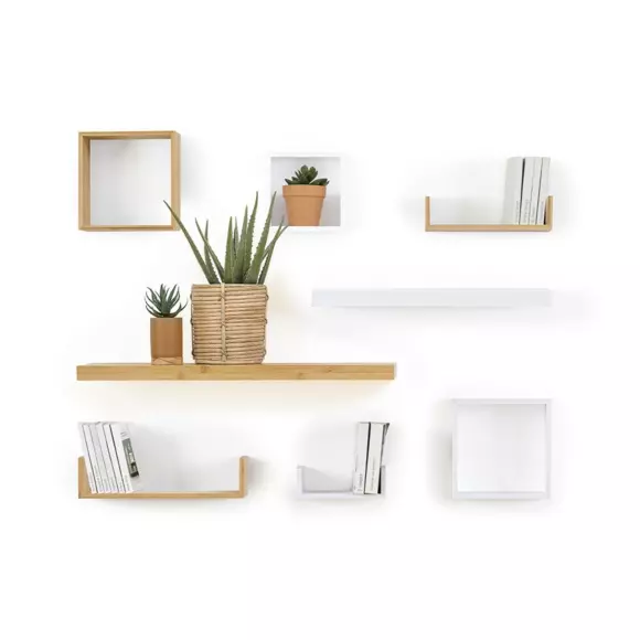 Lot de 3 étagères à bordure Fixy Bambou Naturel 2