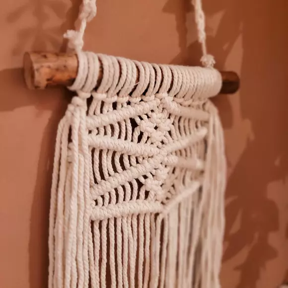 Decoración mural Macramé algodón Beige 2
