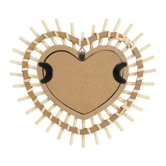 Espejo de bambú Corazón Beige 3