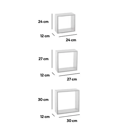 Set di 3 mensole Cube Bianco Modello grande 7