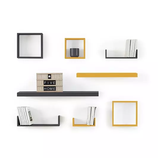 Set di 3 mensole Cube Nero Modello piccolo 2