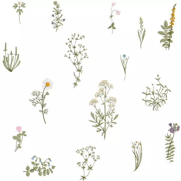 Papel pintado adhesivo (130 x 260 cm) Flores Blanco 3