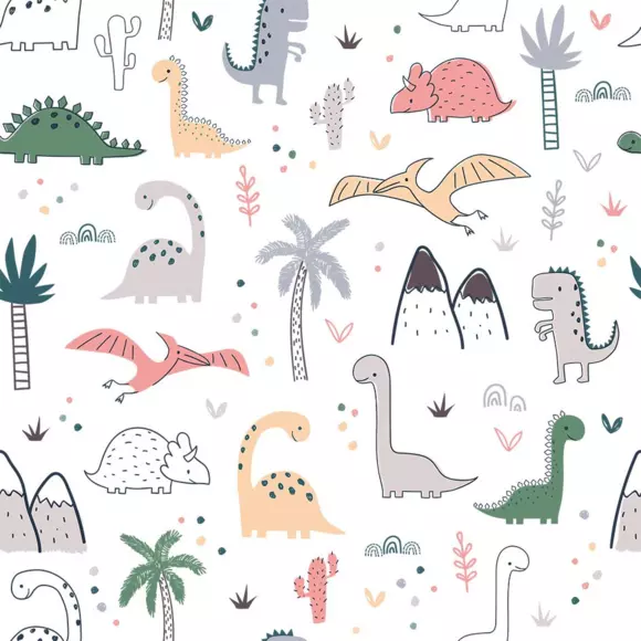 Papel pintado adhesivo (130 x 260 cm) Jurassic Multicolor 3
