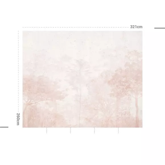 Papel pintado adhesivo (321 x 260 cm) Dream Forest Rosa 2