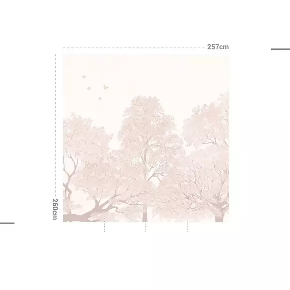 Papel pintado adhesivo (257 x 260 cm) Foliage Rosa 2