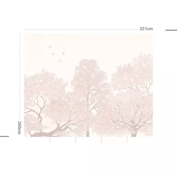 Fotobehang zelfklevend (321 x 260 cm) Foliage Roze 2