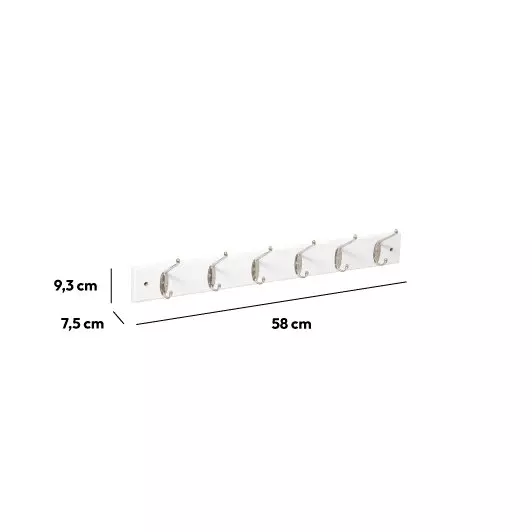 Wandkapstok 6 haken Elena Wit 3