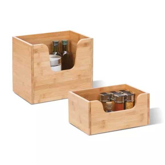 Cesta apilable Bambú H15 cm 2