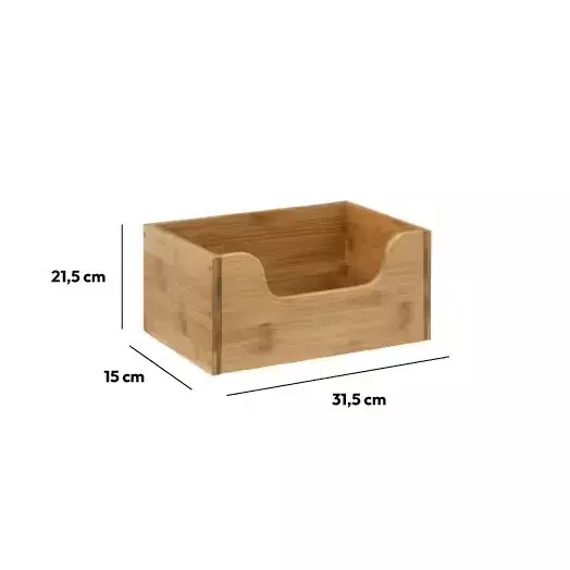Opbergbox stapelbaar Bamboe H15 cm 3