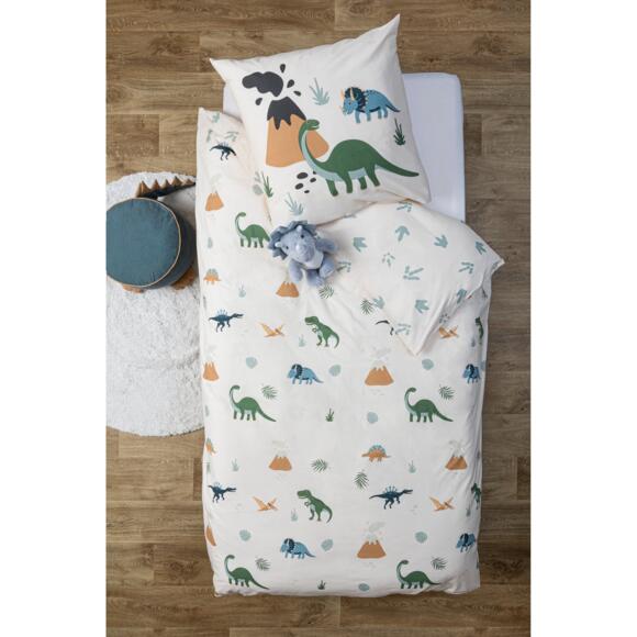 Bettbezug und 1 Kopfkissenbezug Baumwolle (140 cm) Dino Grün