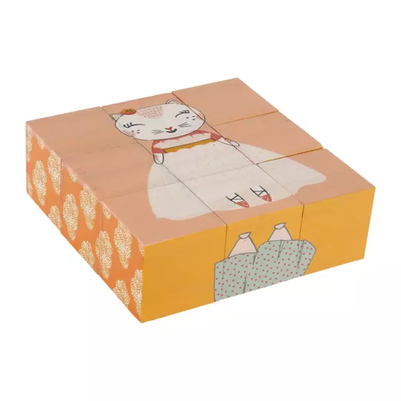 Rompecabezas 9 cubos  en  madera Animaux Multicolor 3