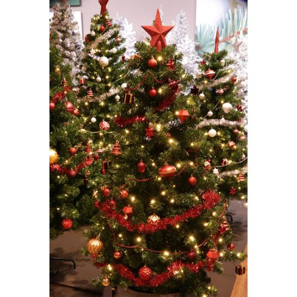 Künstlicher Weihnachtsbaum mit Beleuchtung & Baumschmuck Royal Grün H150 cm Warmweiß 2