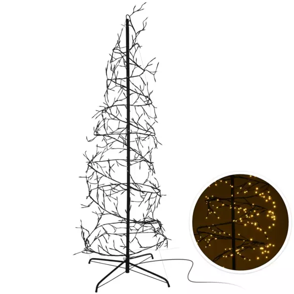 Verlichte spiraal kerstboom Spiralis Zwart H150 cm warmwit 2