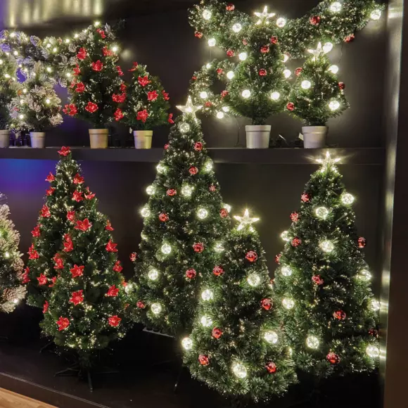 Árbol artificial de Navidad con luces en fibra óptica México Alto 120 cm Blanco cálido 3
