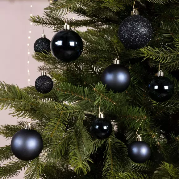 Set van 30 kerstballen Alpine assortiment donkerblauw