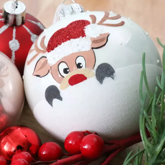 Set van 6 glazen kerstballen (D80 mm) Filou Wit  2