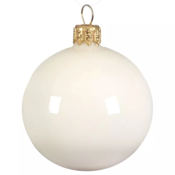 Lotto di 6 palline di Natale di vetro (D80 mm) Scintilla Bianco panna 2
