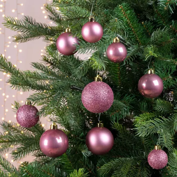 Lot de 30 boules de Noël assorties Alpine Vieux rose 2