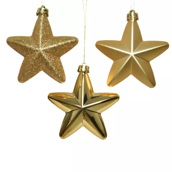 Confezione di 6 stelle di Natale da appendere Alpine Oro 2