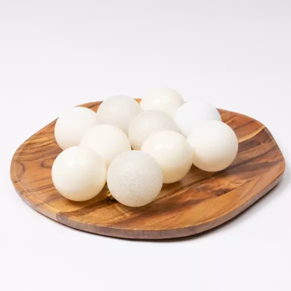 Lot de 30 boules de Noël assorties Alpine Blanc laine 3