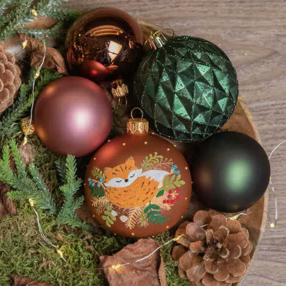 Lot de 12 boules de Noël Mina Vert sapin 2